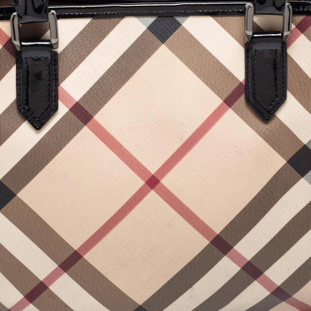 商品[二手商品] Burberry|Burberry Black/Beige Nova Check PVC And Patent Leather Snap Tote,价格¥3142,第5张图片详细描述