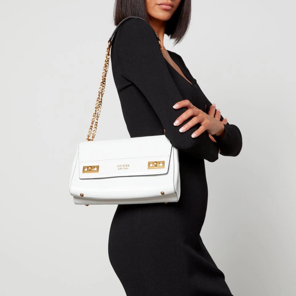 商品GUESS|Guess Women's Katey Croc Flap Shoulder Bag - White,价格¥673,第2张图片详细描述