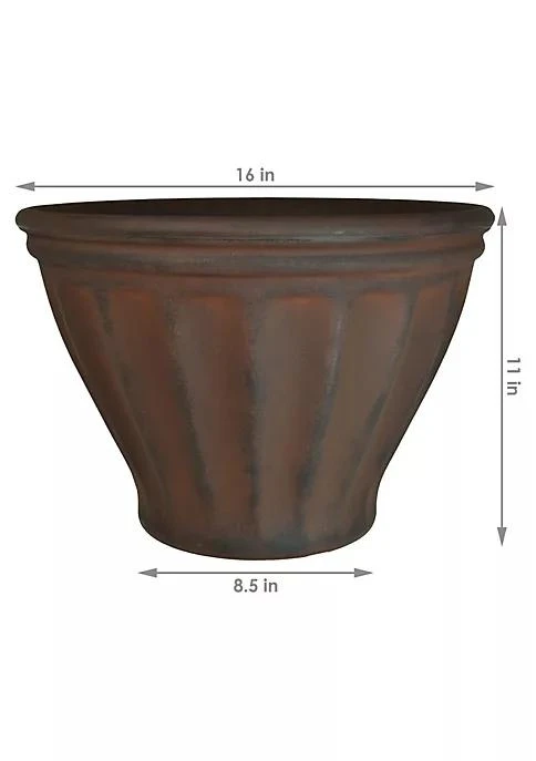 商品belk|Decor 20 In Charlotte Dual Wall Polyresin Planter   Rust   Set Of 4,价格¥965,第5张图片详细描述