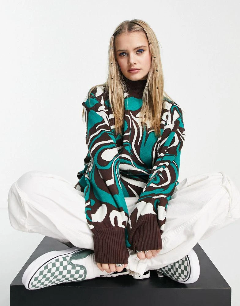 商品Heartbreak|Heartbreak high neck jumper in marble print,价格¥129,第1张图片