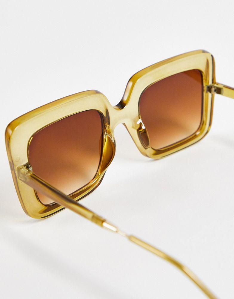 商品ASOS|ASOS DESIGN frame bevelled 70s square sunglasses in crystal green  - MGREEN,价格¥85,第4张图片详细描述