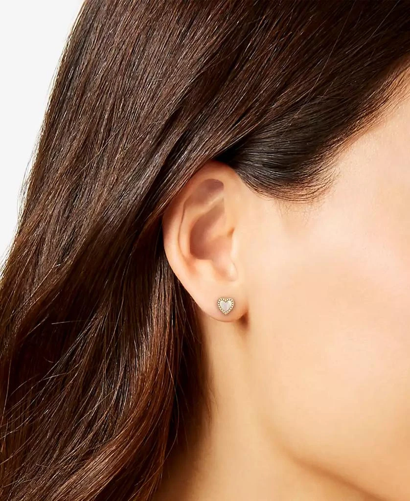 商品Giani Bernini|Mother of Pearl & Cubic Zirconia Heart Stud Earrings in 18k Gold-Plated Sterling Silver, Created for Macy's,价格¥486,第2张图片详细描述