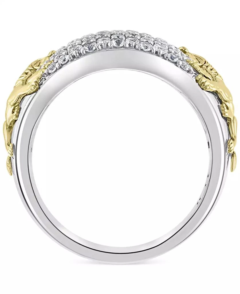 商品Effy|EFFY® Men's White Sapphire Lion Ring (1-3/8 ct. t.w.) in Sterling Silver & 14k Gold-Plate,价格¥3376,第4张图片详细描述