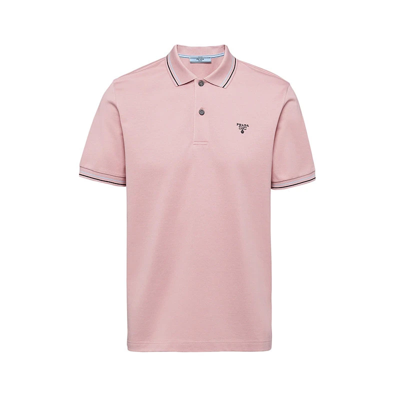 商品Prada|【预售3-7天】普拉达 男士雪粉色纯棉短袖Polo衫UJN765_1ZMI_F0AL2_S_212,价格¥5383,第1张图片