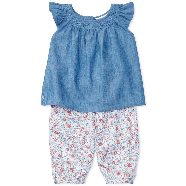 商品Ralph Lauren|Chambray Top & Floral-Print Leggings Set, Baby Girls (0-24 months),价格¥178,第1张图片