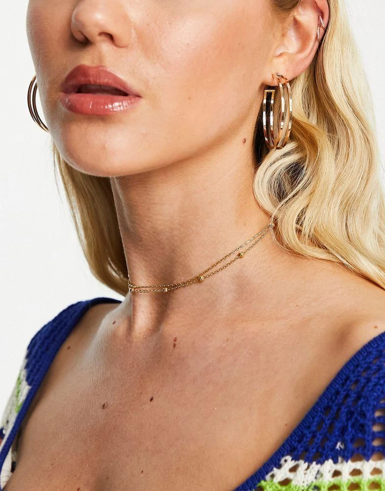 商品ASOS|ASOS DESIGN Curve 14k gold plated pack of 2 choker necklaces,价格¥92,第3张图片详细描述