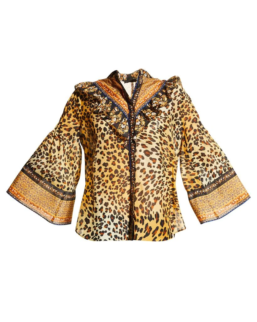 商品Kobi Halperin|Charli Leopard-Print Ruffle-Trim Blouse,价格¥1030,第2张图片详细描述