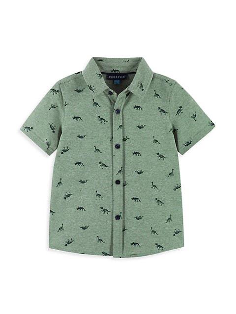 Little Boy's 2-Piece Dinosaur Short-Sleeve Shirt & Twill Shorts Set商品第3张图片规格展示