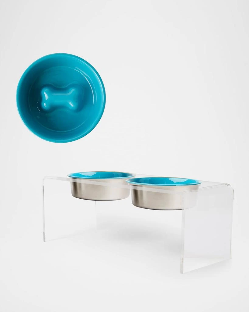 商品HIDDIN|Medium Clear Double Feeder with Slow Feed Bowls, 1 Quart,价格¥1157,第1张图片