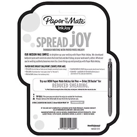 商品Paper Mate|Paper Mate - InkJoy 300RT Ballpoint Pen, Assorted Ink, Medium - 8 Pens,价格¥40,第2张图片详细描述