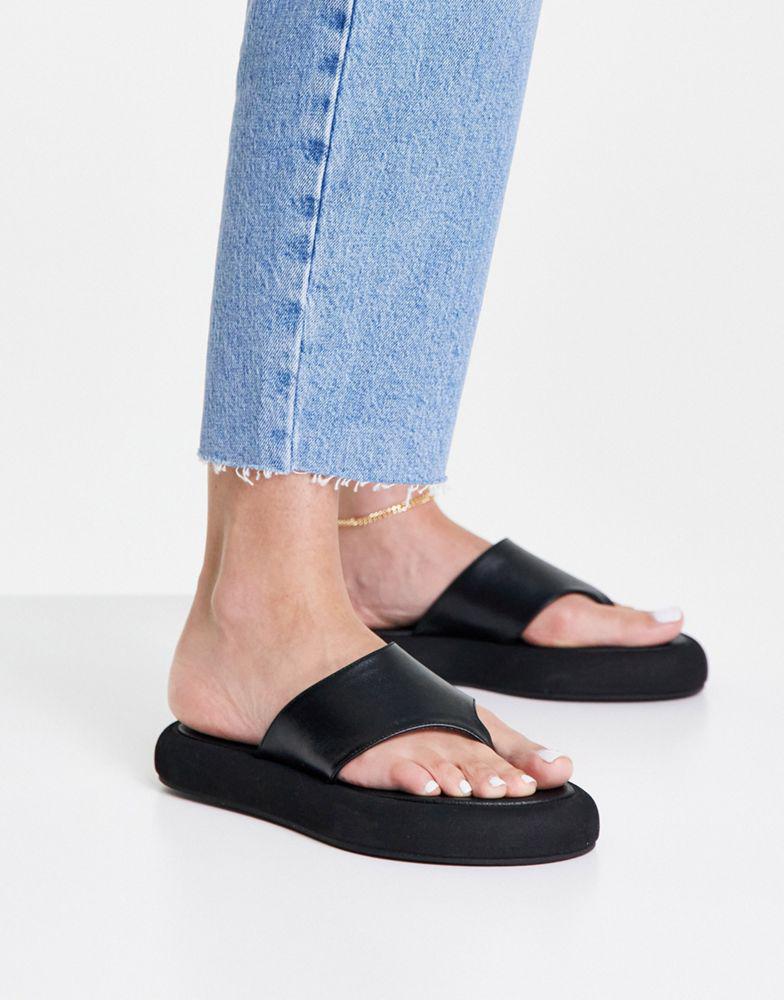 Topshop Pia leather toe post sandal in black商品第3张图片规格展示
