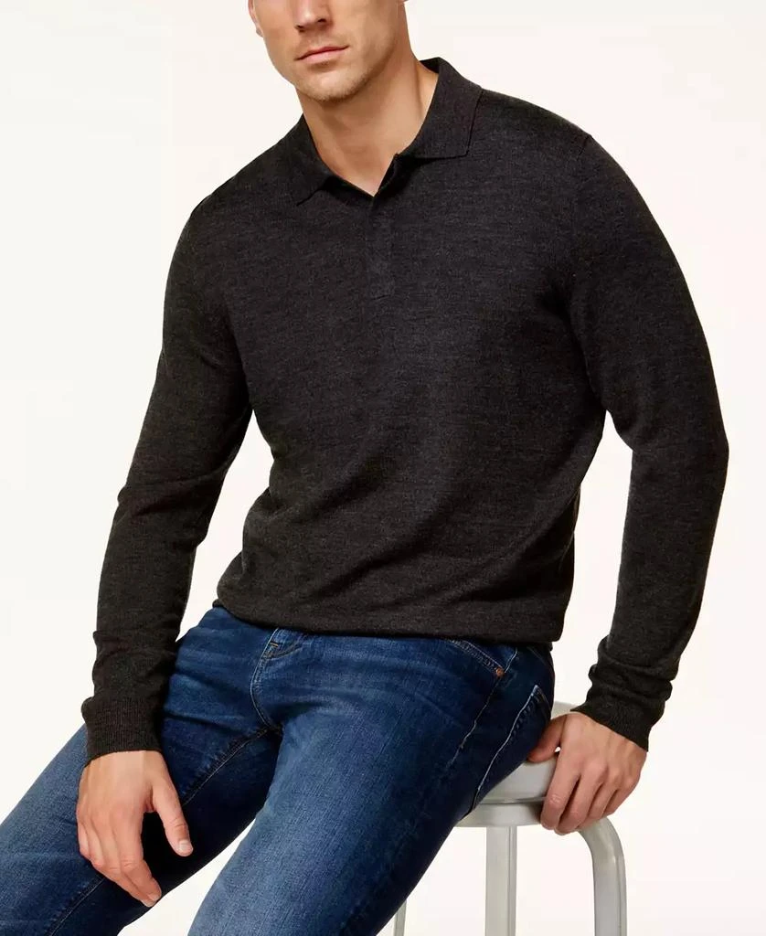 商品Club Room|Men's Merino Wool Blend Polo Sweater, Created for Macy's,价格¥309,第1张图片