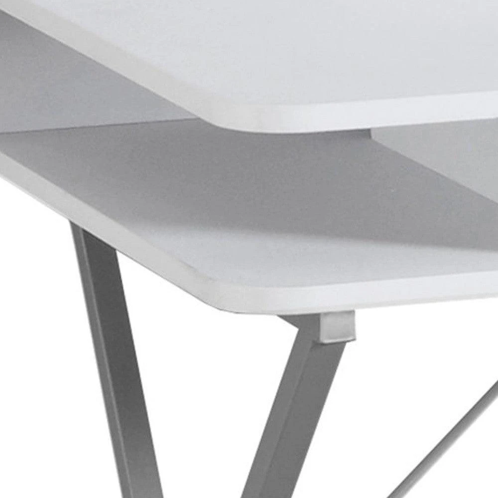 商品Homezia|20" White and Silver Computer Desk,价格¥1535,第2张图片详细描述