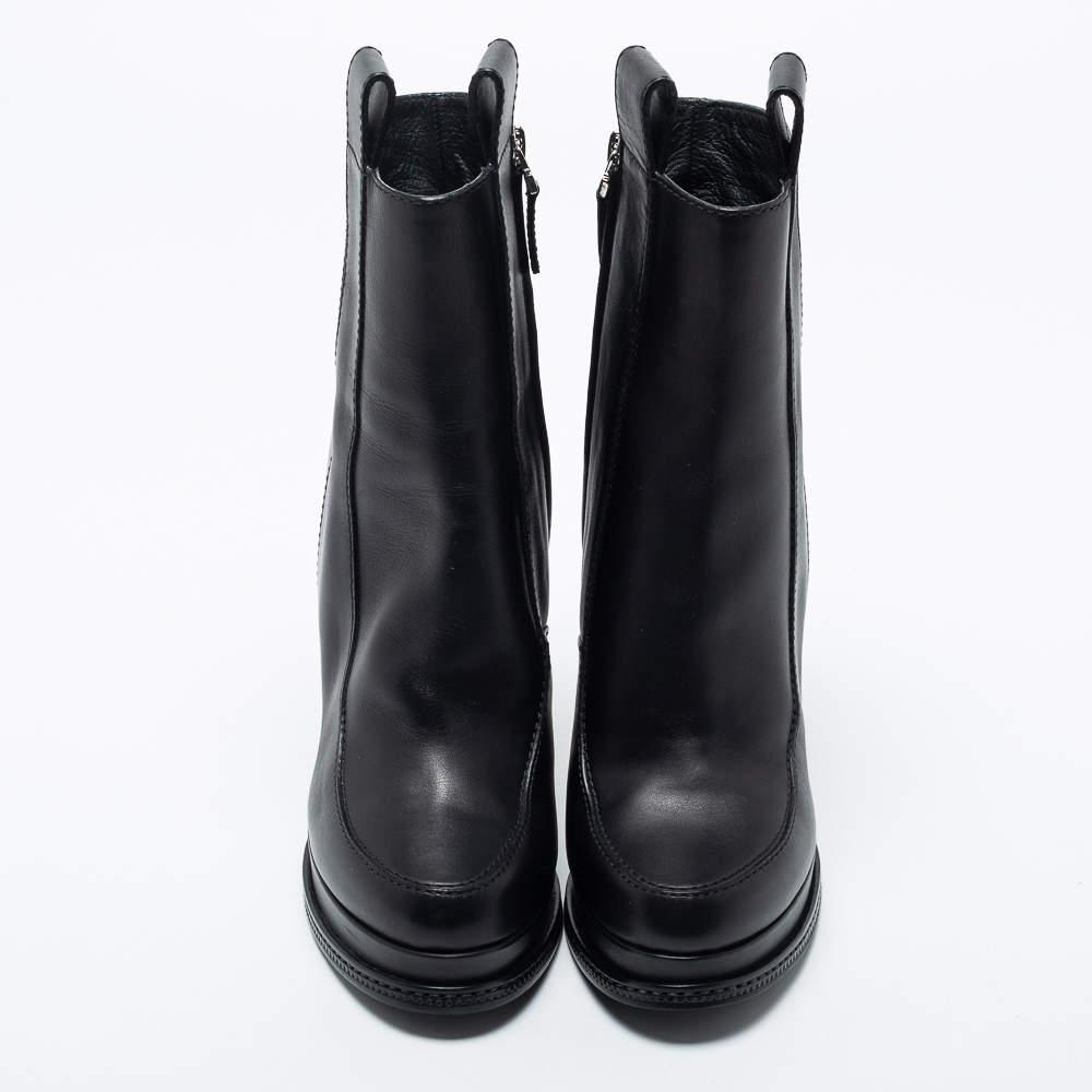 Fendi Black Leather Ice Heel Ankle Boots Size 40商品第3张图片规格展示
