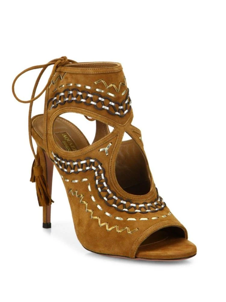 商品Aquazzura|Sexy Thing Folk Suede Sandals,价格¥2383,第1张图片