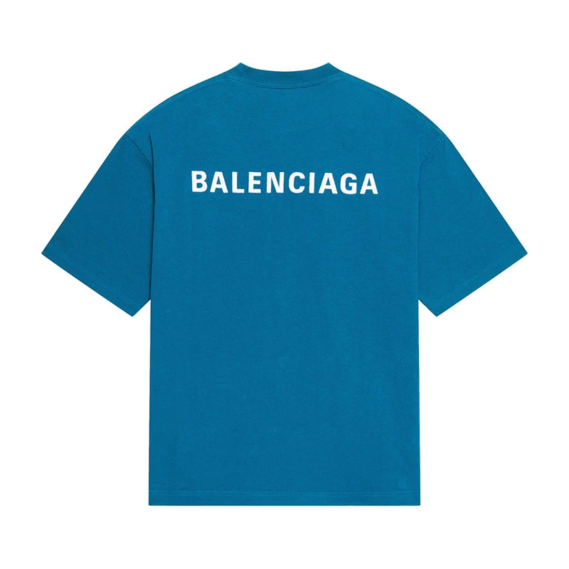 商品Balenciaga|【预售3-7天】巴黎世家 22年早春新款 男士蓝色棉质Logo短袖T恤612966TLVB99567,价格¥4625,第4张图片详细描述