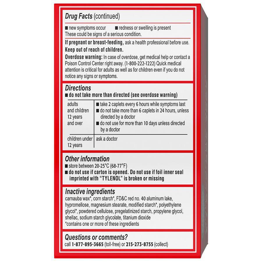 商品TYLENOL|Extra Strength Caplets with 500 mg Acetaminophen,价格¥76,第4张图片详细描述