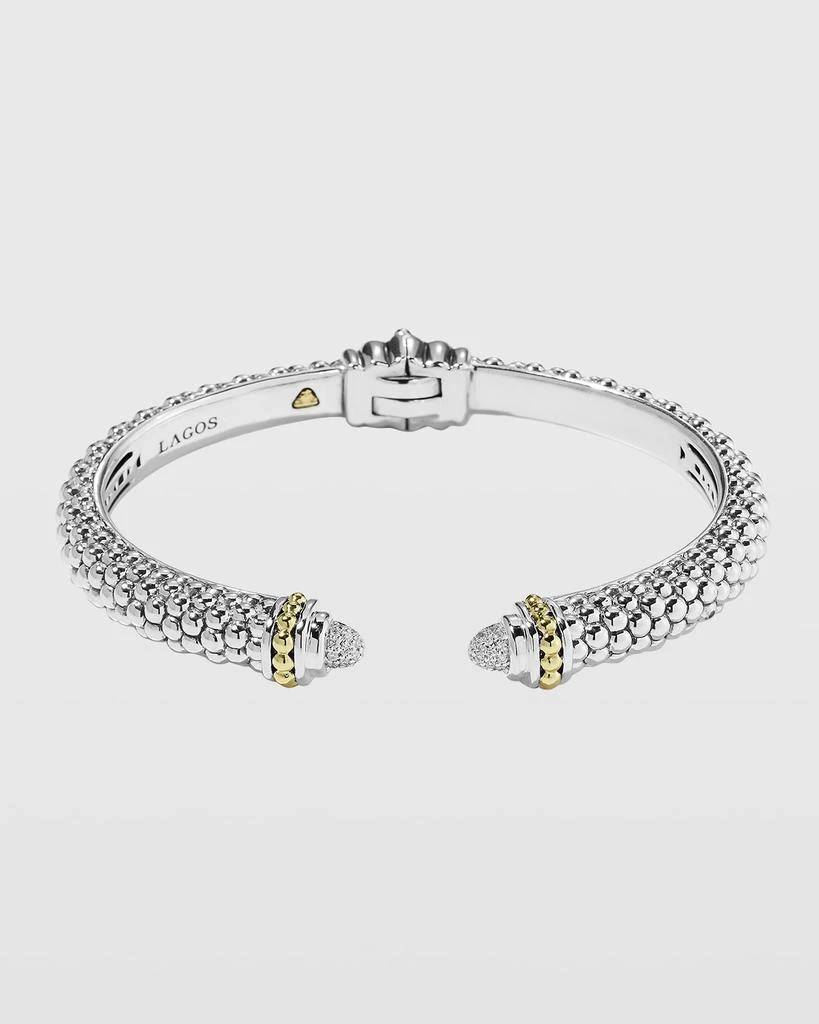 商品LAGOS|Caviar Small Hinge Bracelet with Diamonds,价格¥11813,第1张图片