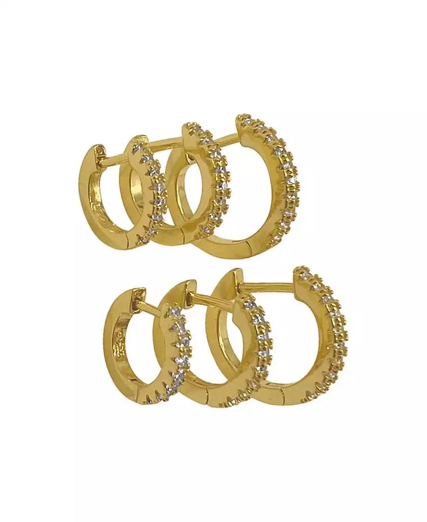 商品ADORNIA|14K Gold Plated Huggie Hoop Earring Pack, 6 Pieces,价格¥125,第3张图片详细描述