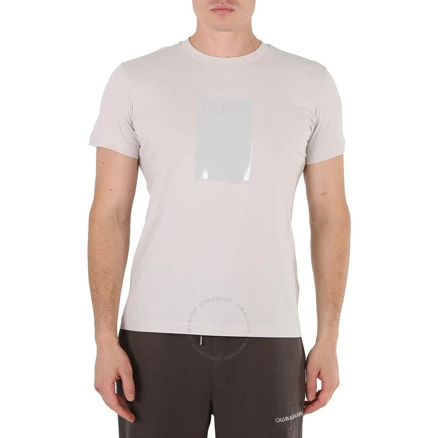 商品Calvin Klein|Men's Stratus Grey Logo Box Print Cotton T-shirt,价格¥113,第1张图片