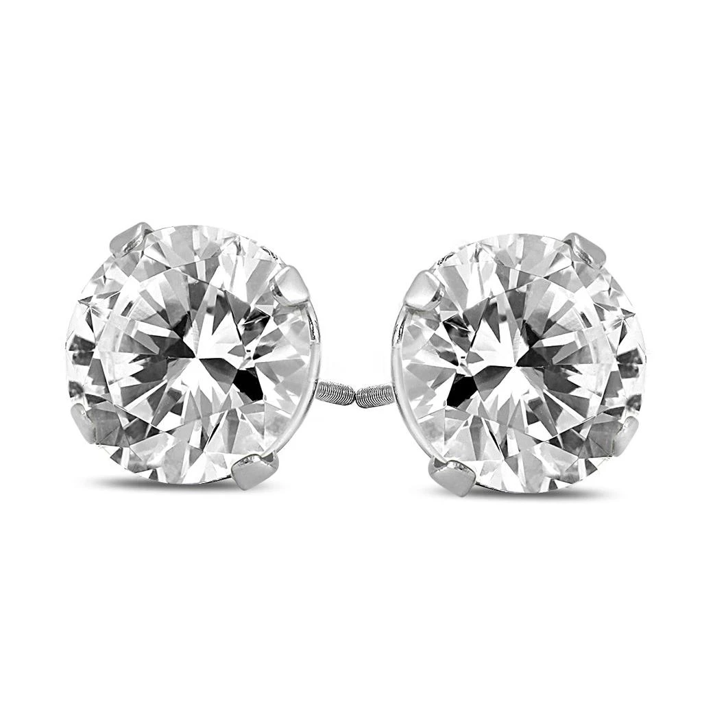 商品Monary|Signature Quality 1 Carat TW Round Solitaire Earrings in 14K White Gold,价格¥8815,第1张图片