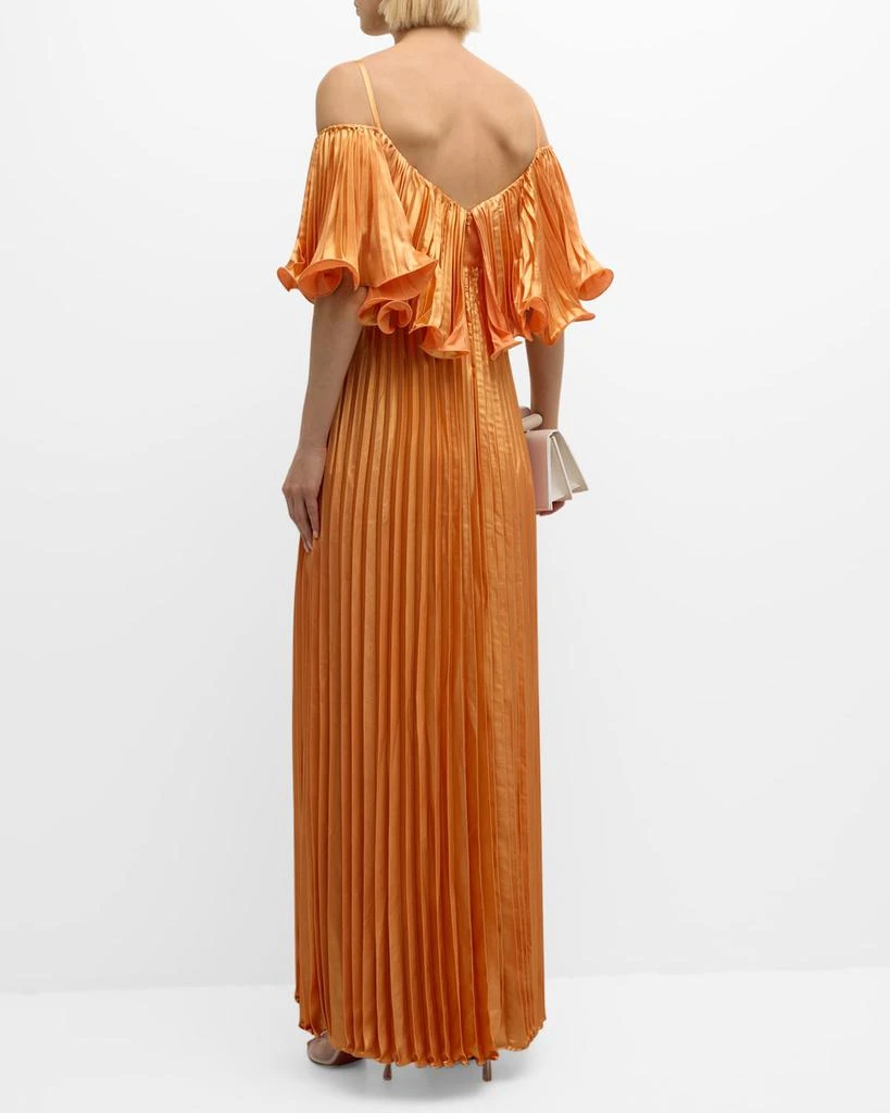 商品UNGARO|Nikita Pleated Cold-Shoulder Metallic Gown,价格¥3457,第4张图片详细描述