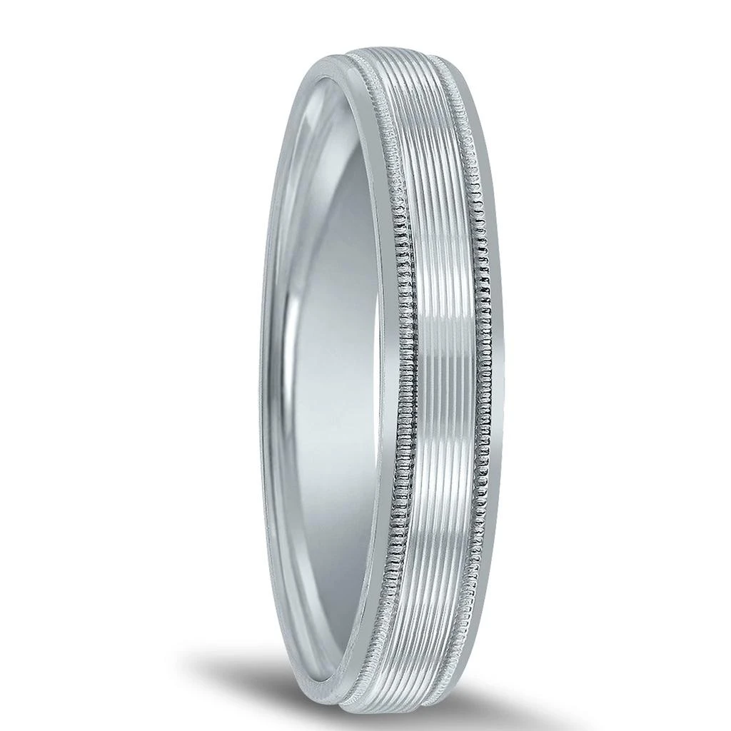 商品SSELECTS|Men's 10K White Gold 4Mm Wedding Band With Ribbed Milgrain Center,价格¥3041,第2张图片详细描述