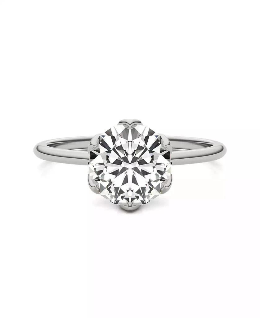 商品Charles & Colvard|Moissanite Round Solitaire Ring (1-9/10 Carat Total Weight Diamond Equivalent) in 14K White Gold,价格¥7213,第3张图片详细描述