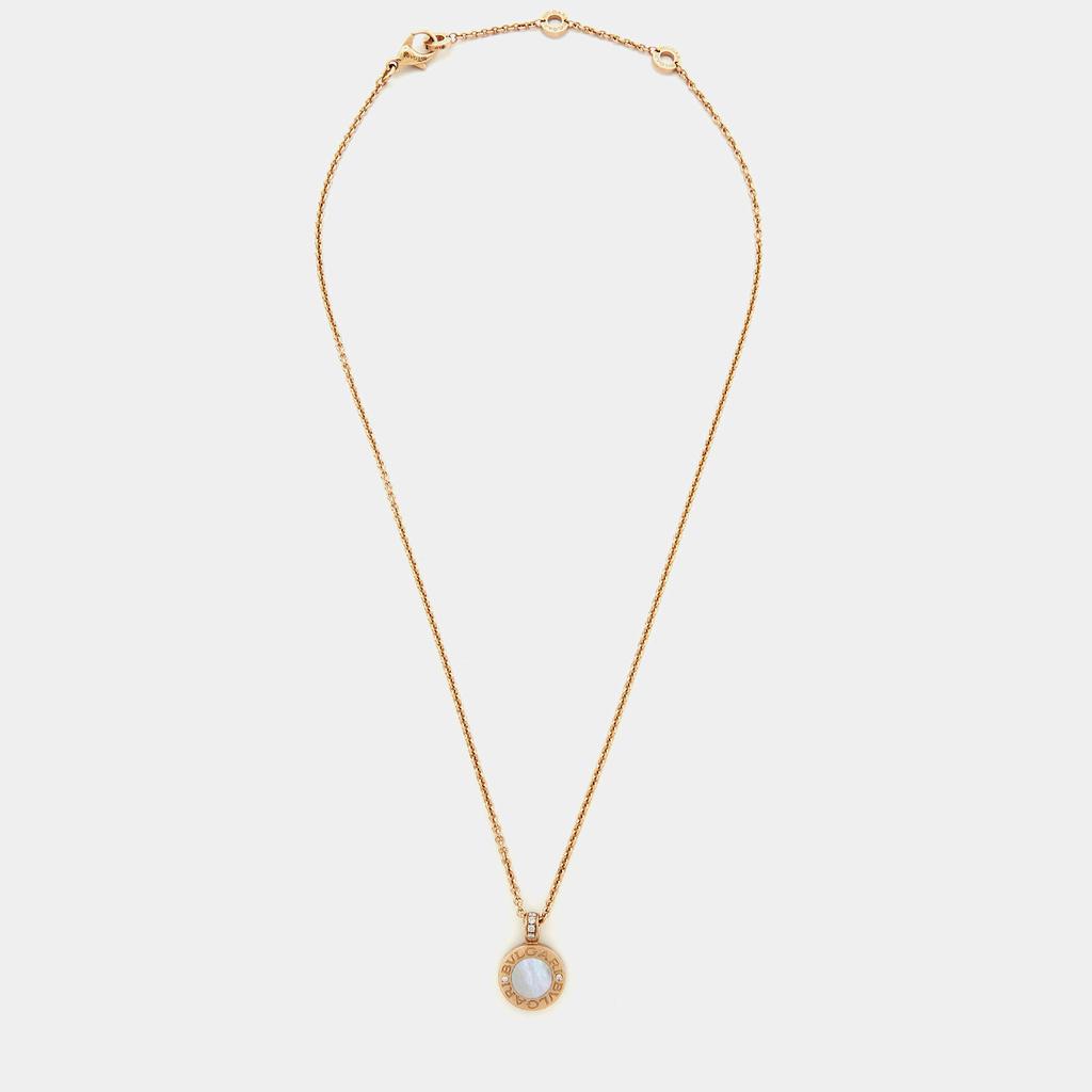 Bvlgari Bvlgari Onyx Mother of Pearl Diamond 18k Rose Gold Pendant Necklace商品第3张图片规格展示