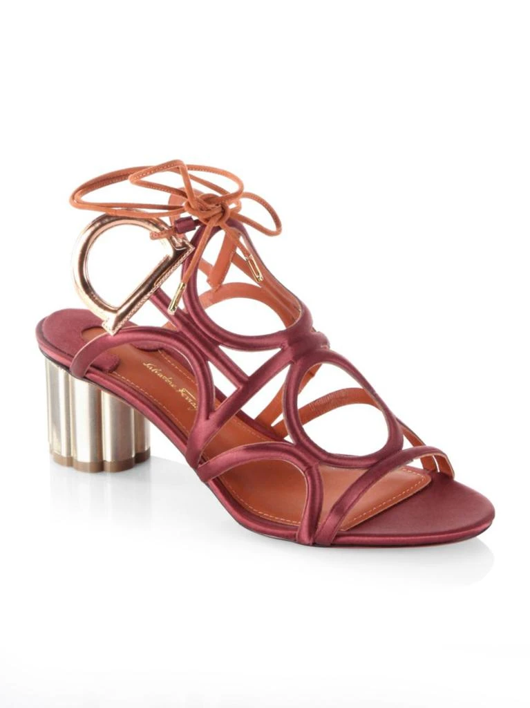 商品Salvatore Ferragamo|Salvatore Ferragamo - Detailed Gancio Flower Heel Vinci Sandals,价格¥2683,第2张图片详细描述