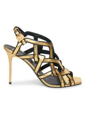 商品Balmain|Urania Crinkle Metallic Leather Sandals,价格¥3650,第1张图片