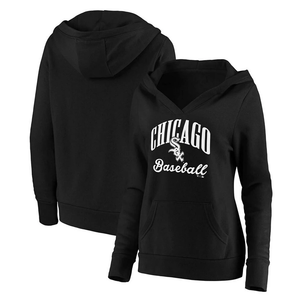 商品Fanatics|Plus Size Black Chicago White Sox Victory Script Crossover Neck Pullover Hoodie,价格¥387,第1张图片