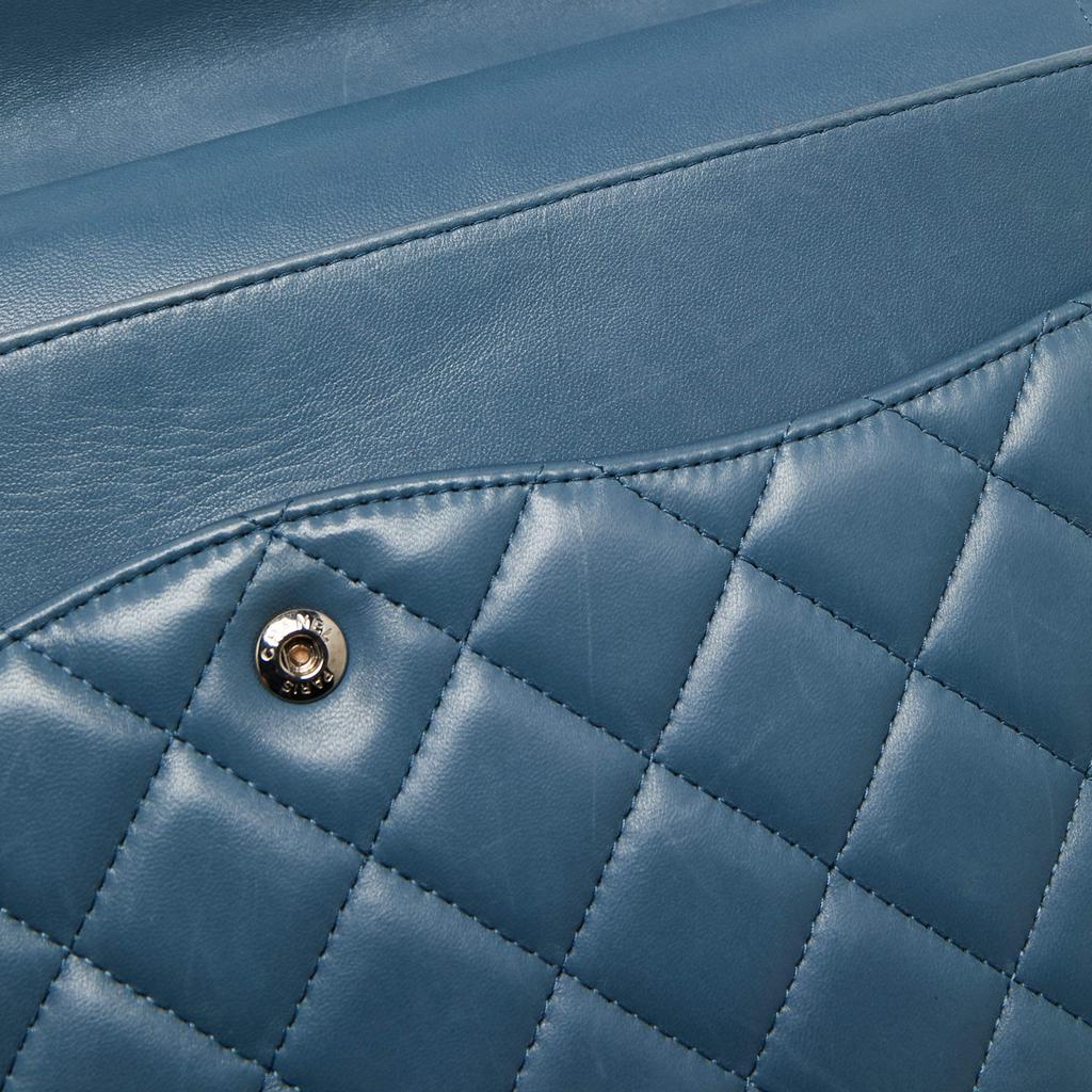 Chanel Blue Quilted Caviar Leather Maxi Classic Double Flap Bag商品第6张图片规格展示