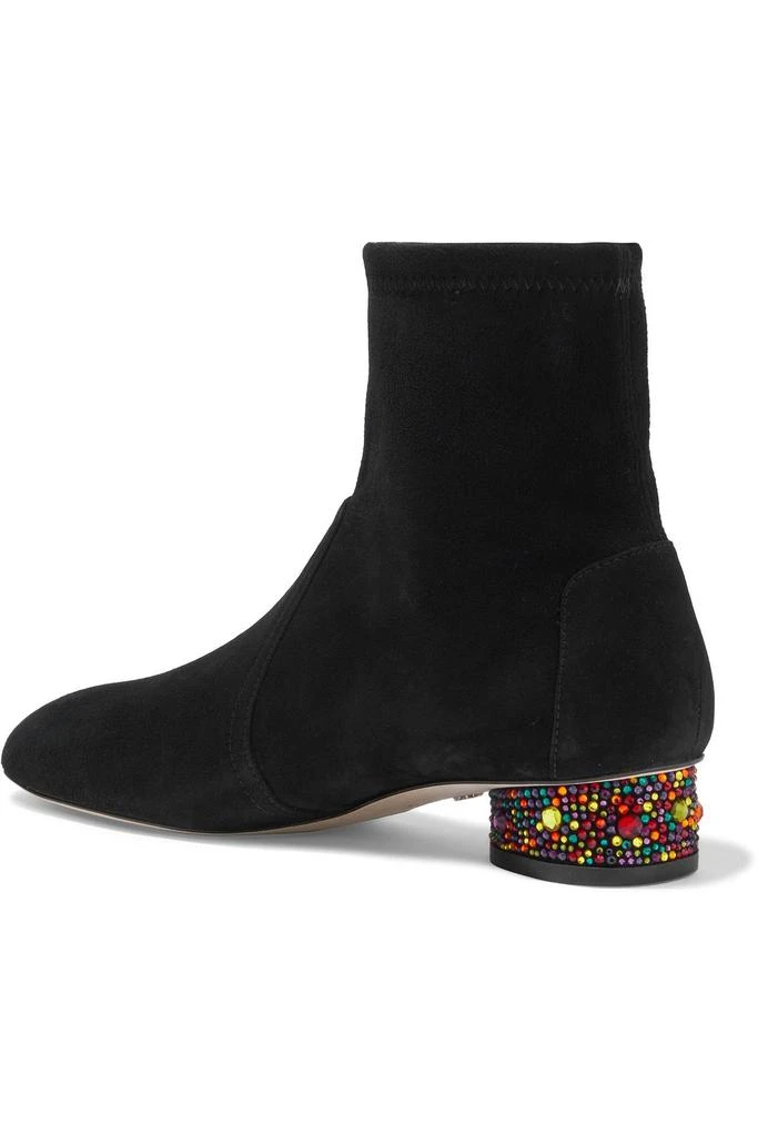 商品Stuart Weitzman|Flash 30 crystal-embellished stretch-suede sock boots,价格¥1457,第3张图片详细描述