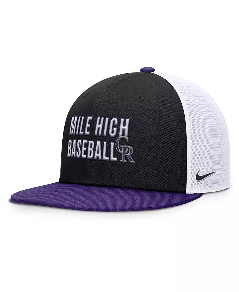商品NIKE|Men's Black/Purple Colorado Rockies Pro Trucker Snapback Hat,价格¥268,第2张图片详细描述