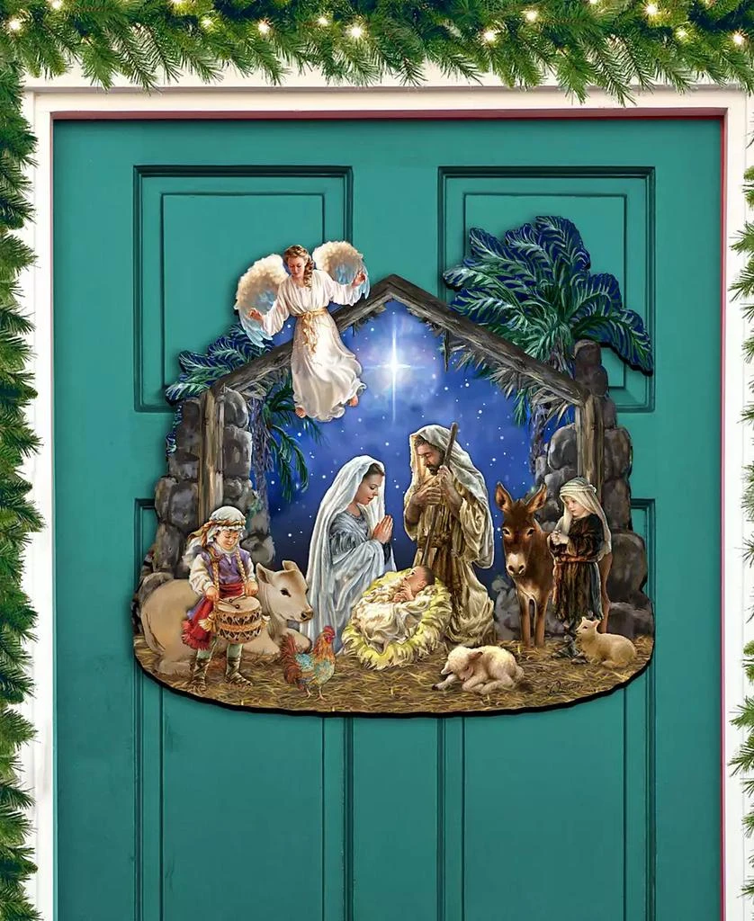商品Designocracy|Nativity with Angel Christmas Wooden Door Decor Wall Decor G. DeBrekht,价格¥1099,第3张图片详细描述