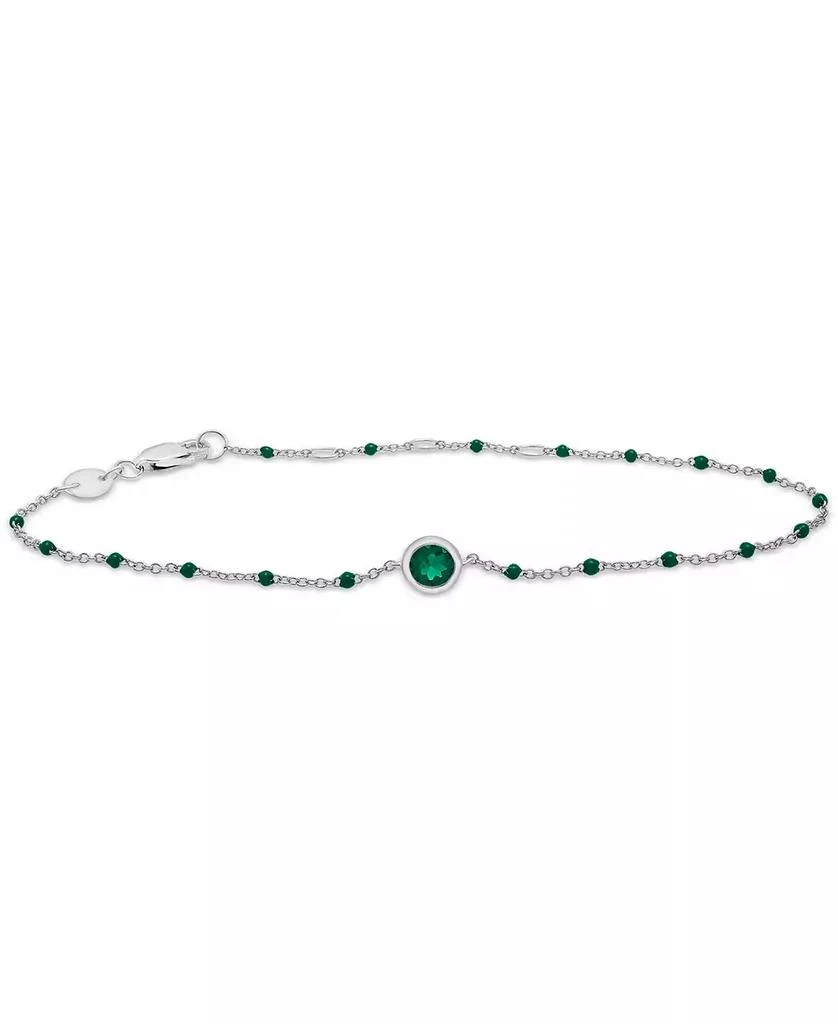 商品Macy's|Aquamarine (1/5 ct. t.w.) & Enamel Bead Link Bracelet in Sterling Silver (Also in Additional Gemstones),价格¥458,第3张图片详细描述
