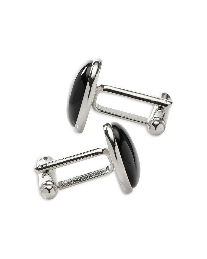 商品Cufflinks Inc.|Silver-Tone Onyx Inlay Round Cufflinks,价格¥633,第5张图片详细描述