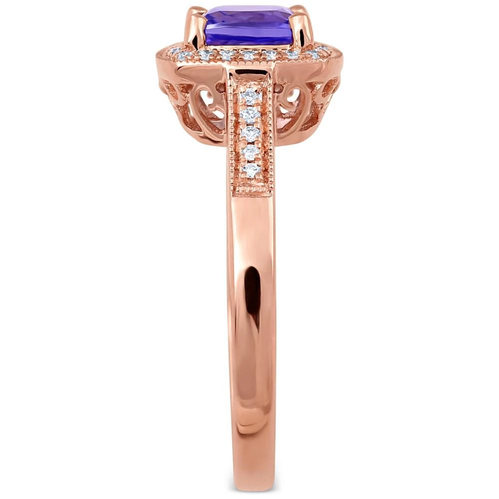 商品Macy's|Tanzanite (1 ct. t.w.) & Diamond (1/8 ct. t.w.) Cushion Halo Ring in 14k Rose Gold,价格¥15686,第3张图片详细描述