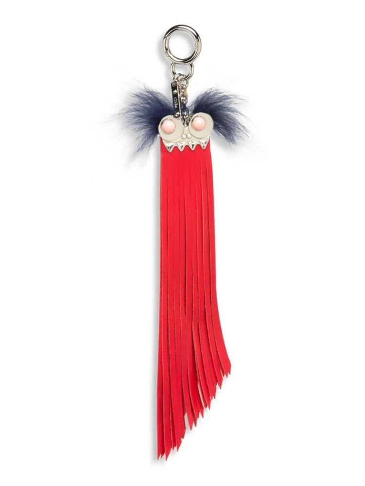 商品Fendi|Eyes Fox Fur & Fringed Leather Key Charm,价格¥2061,第1张图片