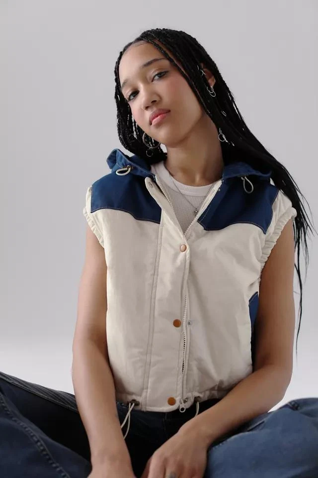 商品BDG|BDG Yara Linen & Denim Puffer Vest,价格¥337,第2张图片详细描述