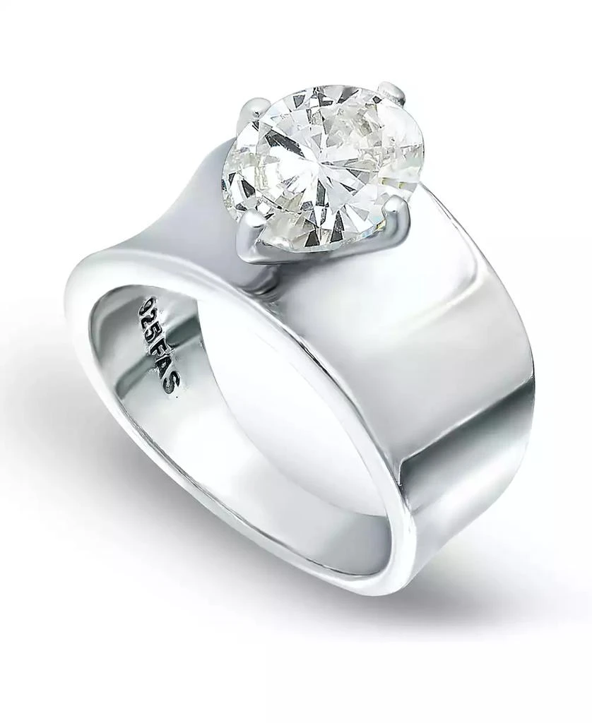 商品Macy's|Cubic Zirconia Prong Set Oval Stone on Polished Cigar Band in Silver Plate and Gold Plate,价格¥514,第1张图片