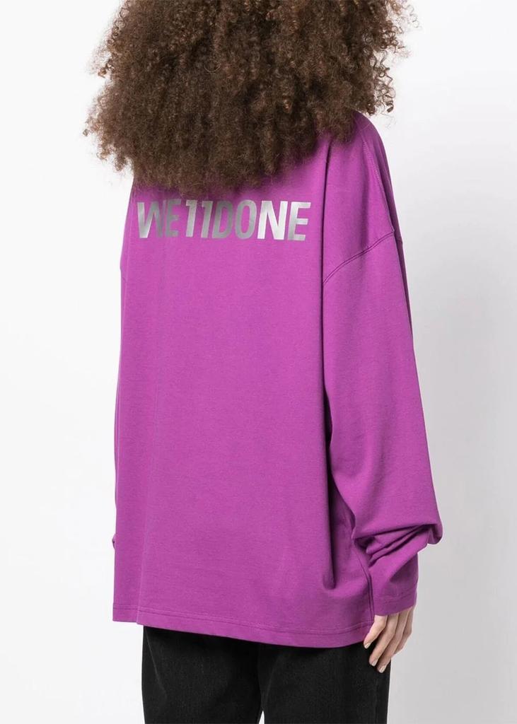 We11done Purple Logo-Print Crew-Neck T-shirt商品第4张图片规格展示