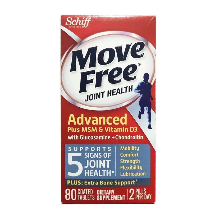 商品Move Free|益节维骨力氨糖软骨素+VD3补钙蓝瓶80粒,价格¥172,第1张图片