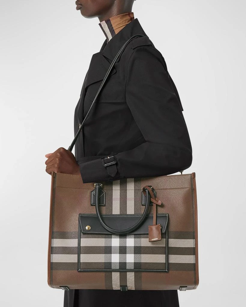商品Burberry|Freya Check Canvas & Leather Tote Bag,价格¥15156,第4张图片详细描述
