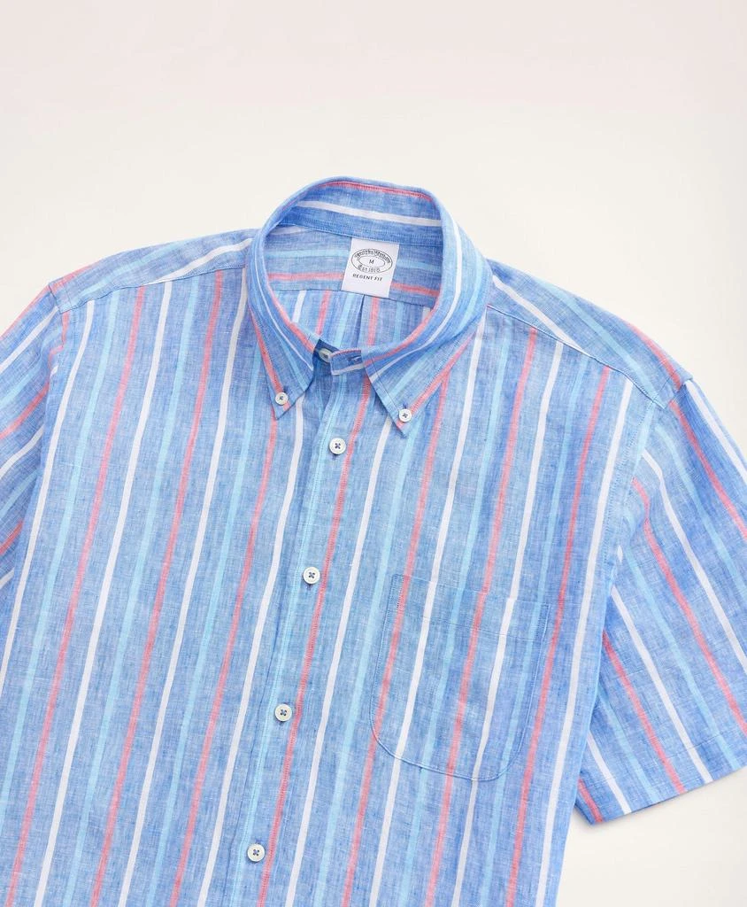 商品Brooks Brothers|Regent Regular-Fit Short-Sleeve Stripe Linen Sport Shirt,价格¥331,第2张图片详细描述