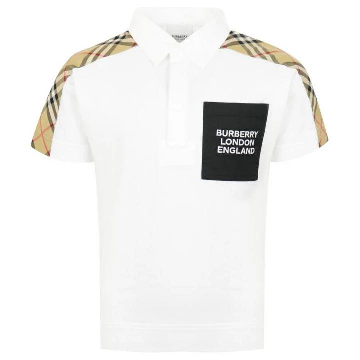 商品Burberry|White Short Sleeve Johnathan Polo Shirt,价格¥1079,第1张图片