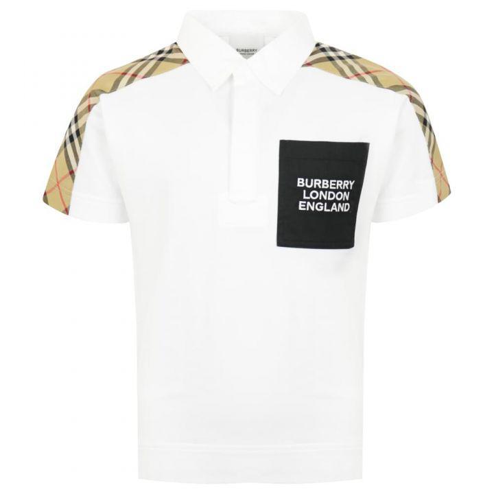 商品Burberry|White Short Sleeve Johnathan Polo Shirt,价格¥982,第1张图片