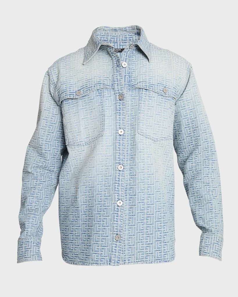 商品Balmain|Men's Jacquard Monogram Denim Overshirt,价格¥4991,第2张图片详细描述