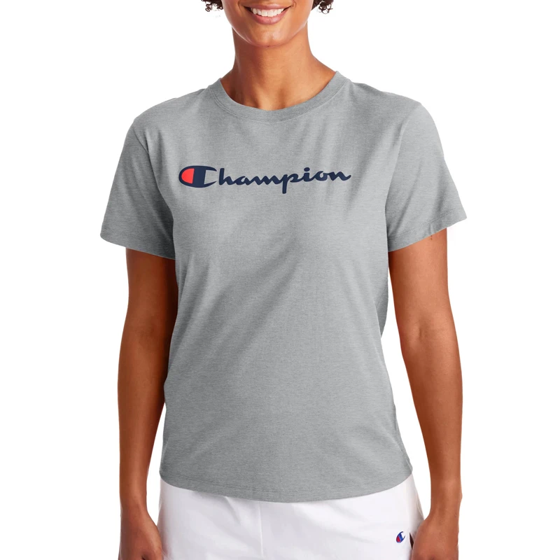 商品CHAMPION|Champion 女士灰色字母logo图案圆领短袖T恤 GT18H-Y08113-021,价格¥97,第1张图片